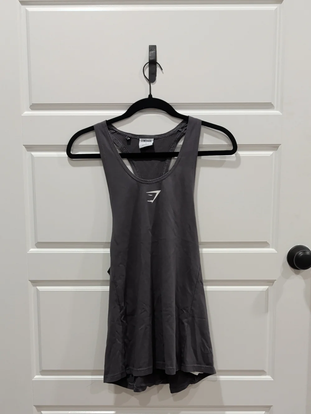 Gymshark Mens Grey Racerback Tank Top Shark Logo Athletic Gym Shirt Medium M